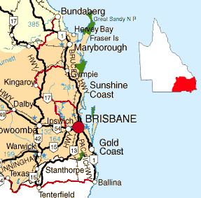 This is a map of South East Queensland, showing where Brisbane, the capital, is located